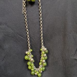 NWT Paparazzi- Olive Green and Silver Necklace